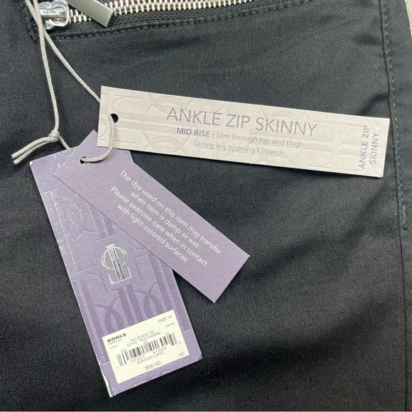 Jennifer Lopez Ankle Zip Skinny Mid Rise Black Tie Pants - Picture 6 of 15